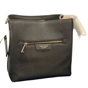 NWT Kate Spade Black Pebbled Leather Shoulder Bag with dust bag